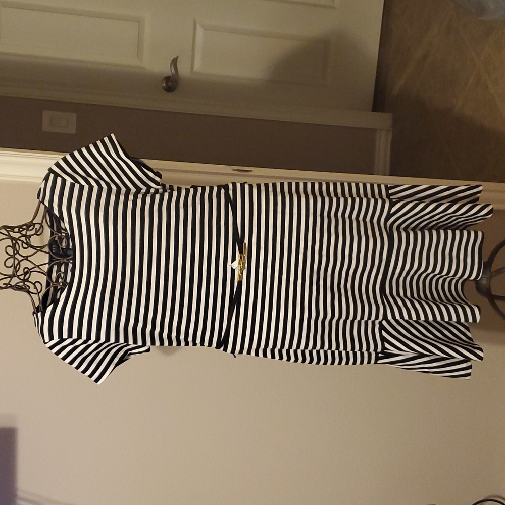 Black and White Horizontal Fitted Dress